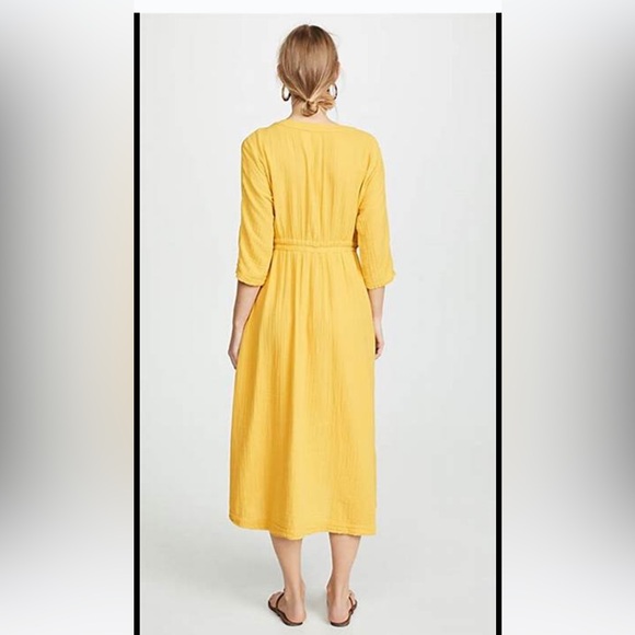 Xirena Georgia button front midi dress. Size Medium. Golden yellow. - Picture 6 of 7
